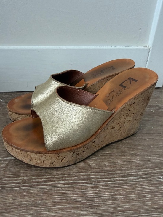 k jacques st tropez Shoes - K jacques st tropez gold wedge platform slides cork heel size 39 / 8.5